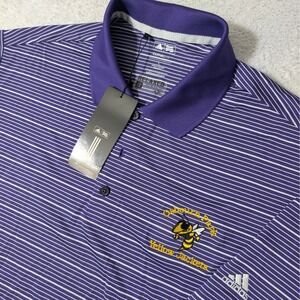 NEW Adidas Polo Mens L Purple Climalite Osbourn Park Yellow Jackets X17114